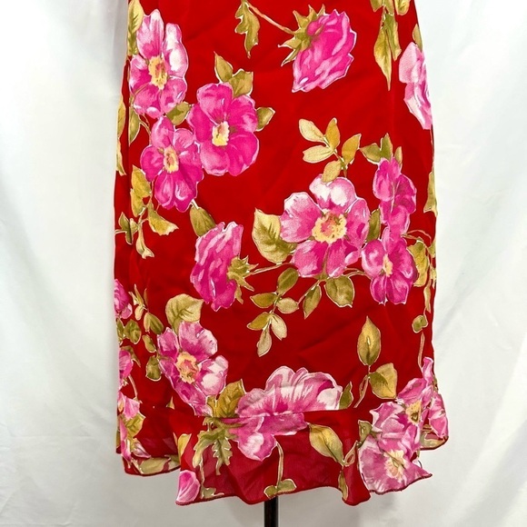 Vintage Andrea Polizzi for Rex Lester floral red mini dress size 6 - Picture 3 of 10